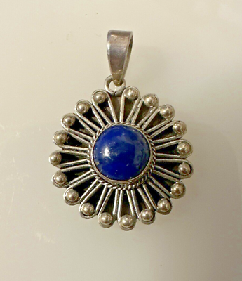 #ad Silver Sterling 925 Etnic Blue Lapis Lazuli Stone Pendant Southwestern Jewelry $18.00