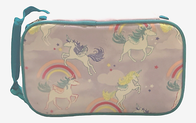 #ad Unicorn Lilac Insulated Lunch Box 10” X 6” X 4” Teal Trim amp; Padded Grip $10.49