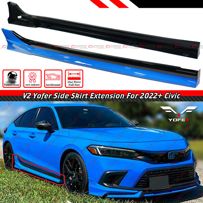 #ad For 2022 2024 Honda Civic Yofer V2 Boost Blue Pearl 2 Tone Side Skirt Extension $179.99