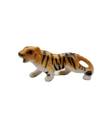 #ad Vintage Miniature Orange Porcelain Tiger Figurine $12.00