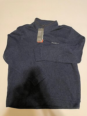 #ad New Mens Eddie Bauer Navy Radiator Fleece Snap Front Pullover Sweater 2XL G14 $23.99