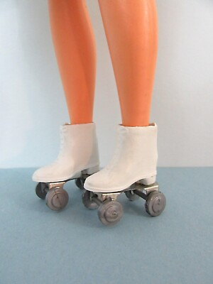 #ad Vintage Clone Barbie or Tammy Doll Shoes WHITE RUBBER ROLLER SKATES UNMARKED $9.99