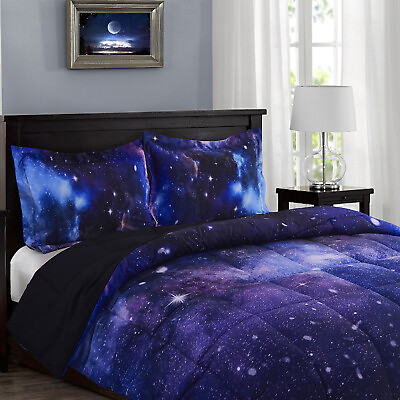 #ad HIG 3D Galaxy Print Kids Comforter set Twin Queen Size For Girls and Boys $39.99