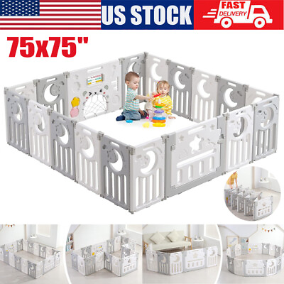 #ad 18 Panel Toddlers Baby Playpen Foldable Kids Safety Activity Play Yard Center $135.90