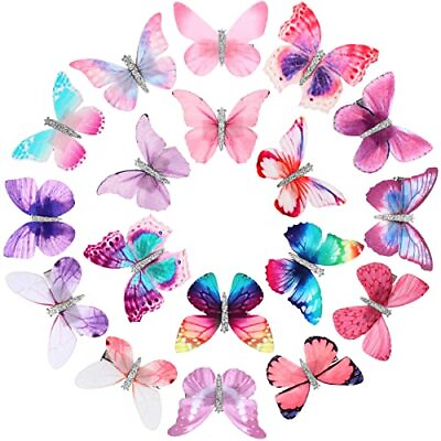 #ad 18 Pcs Colorful Butterfly Hair Clips 90s Glitter Barrettes Small Realistic $9.09