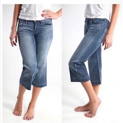 #ad 7 For All Mankind Dojo Cropped Jeans Women#x27;s 29 #P227055U 055U Low Rise Y2K $40.00