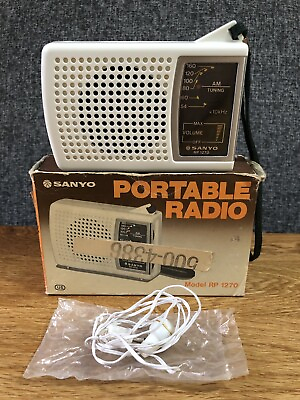 #ad Vintage Boxed Retro Sanyo RP 1270 Rare Portable Pocket Radio Boxed Tested GBP 19.99