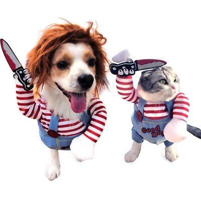 #ad Pet Dog Halloween Clothes Dogs Holding A Knife Costumes Funny Cosplay Apparel $19.99
