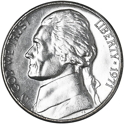 #ad 1971 P Jefferson Nickel BU US Coin $1.92