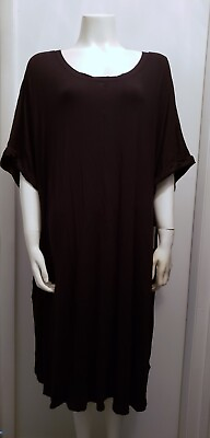 #ad NWT Terra amp; Sky Oversized Roll Cuff T Shirt Dress Plus Size 4X 28W 30W Black *H $13.99