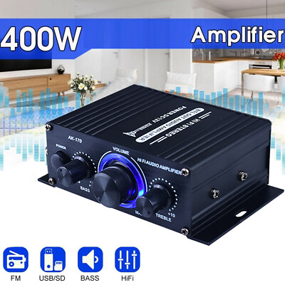 #ad AK 170 HiFi Audio Power Amplifier 2x200W Dual Channel Power Amp with RCA Input $16.39