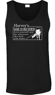 #ad Harveys Guide Self Worth Suits Quote TV Series Lawyer Funny Comedy Mens Tank $21.95