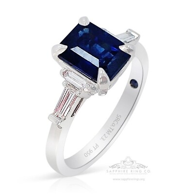 #ad Unheated Blue Sapphire Ring 2.42 tcw Platinum 950 GIA Certified $4355.00