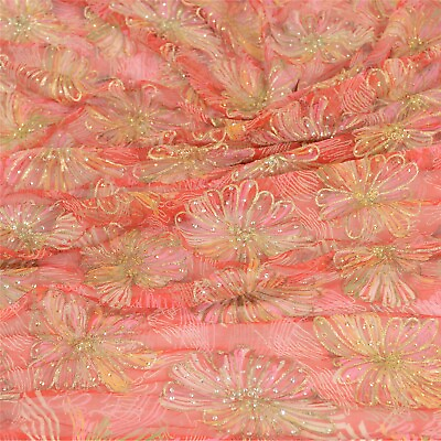 #ad Sanskriti Vintage Dupatta Long Stole Pure Chiffon Silk Red Hand Beaded Scarves $27.38