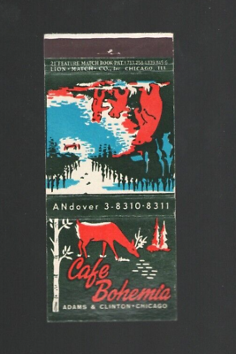 #ad 1940s Cafe Bohemia Chicago Illinois Matchbook Cover $7.80