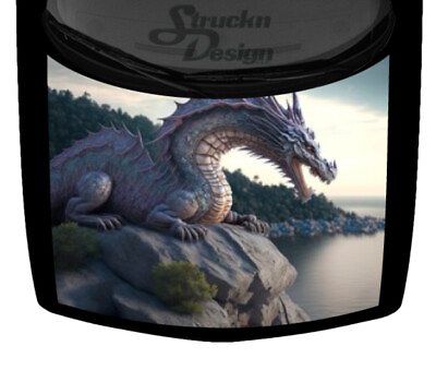 #ad Perched Rock Water Lake Landscape Dragon Hood Wrap Vinyl Graphic Decal 58quot; x 65quot; $224.39