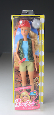 #ad 2017 Barbie Career You Can Be Doll PALEONTOLOGIST With Fossil Stone $39.99