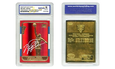 #ad #ad MICHAEL JORDAN 1998 FLEER 23K Gold Card RED PRIZM Rookie Design Refractor GEM 10 $17.95