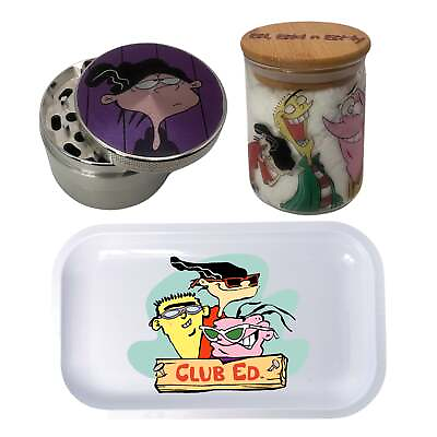 #ad Eds Cartoon Spice Grinder Stash Jar Rolling Tray Set $45.00
