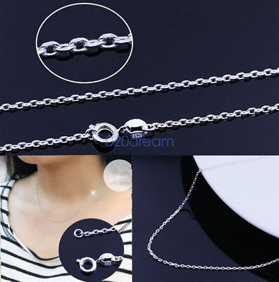 #ad 1.5mm Real 925 Sterling Silver Necklace Trace Chain Stamped Italy Ladies Gift $10.44