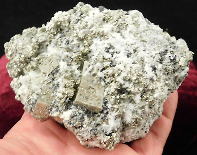 #ad Big Pyrite Crystal CUBE Cluster with Druzy Quartz Crystals Peru 487gr $39.99