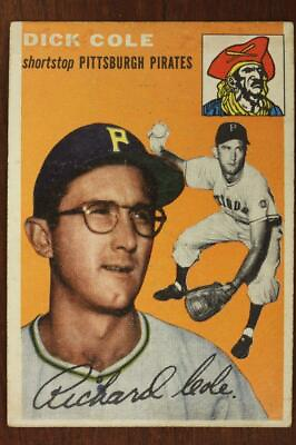 #ad Vintage 1954 Baseball Card TOPPS #84 DICK COLE Pittsburgh Pirates Shortstop $10.55