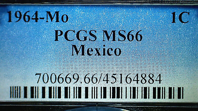 #ad SPECIAL SALE MEXICO 1964 Mo PCGS MS66 1c COIN KM# 417 PRICED SPECIAL $12.25