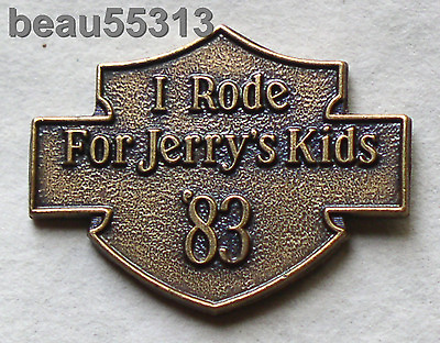 #ad HARLEY DAVIDSON 1983 quot;I RODE FOR JERRYS KIDSquot; JERRY LEWIS MDA VEST PIN $29.99