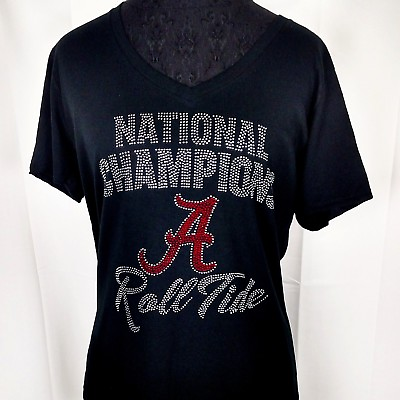#ad Women#x27;s National Champions Alabama Crimson Tide Rhinestone Championship T Shirt $34.99