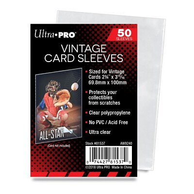 #ad Ultra PRO Vintage CARD Sleeves 1952 1956 Topps 50 100 150 200 250 500 1000 $6.45