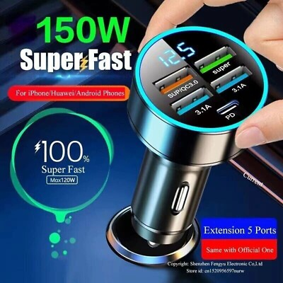 #ad 4 Port USB Super Fast Car Charger Adapter For iPhone Samsung Android Cell Phone $4.95