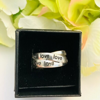 #ad Love text wrap silver Toned Wrap chunky ring Aprox size 6 Womens Jewelry $14.40