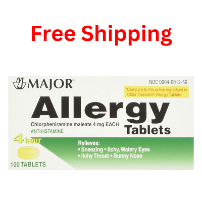 #ad Major Allergy Chlorpheniramine Maleate 4mg 100 Tablets $9.36