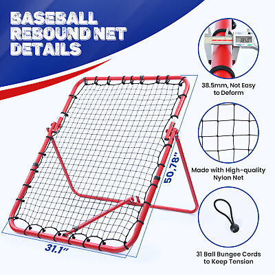 #ad Baseball Softball Pitching Net Adjustable Volleyball Rebounder Bounce Back Net $116.27
