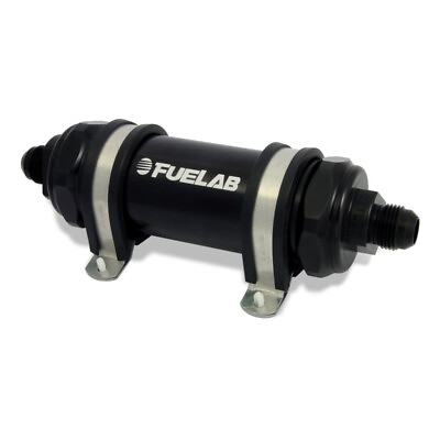 #ad Fuelab Fuel Filter 858 In Line Long 8AN In Out 6 Micron Fiberglass Black $351.06