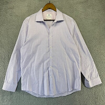 #ad Ryan Seacrest Shirt Mens 16.5 Large Purple White Button Long Sleeve Slim Stretch $3.77