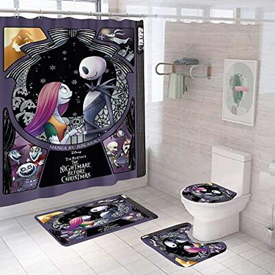 #ad DDS DUDES 4Pcs Nightmare Before Christmas Zombie Bride Jack Shower Curtain Se... $47.46