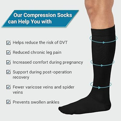 #ad New Adults Travel Compression Anti Swelling Blood Circulation Knee High Socks GBP 4.99