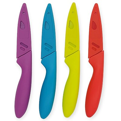 #ad Handy Housewares 4pc Colorful Paring Knife Set with Sheath Covers $12.99