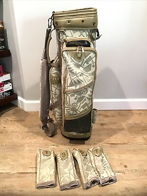 #ad Mizuno Omega Womens Pattern Cart Golf Bag Taupe Tan Can Cooler w 4 Headcovers $79.95