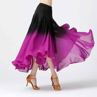 #ad Women Ballroom Dance Swing Dance Performance Skirt Modern Dance Long Skirt $53.62