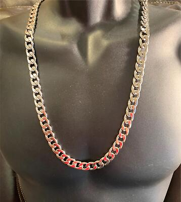#ad 26 INCH MENS 12 MM STAINLESS STEEL SILVER PLATED CUBAN CURB CHAIN USA SELLER $12.07