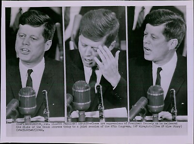 #ad LG876 1962 Wire Photo THE PRESIDENT REPORTS John F Kennedy Sate of the Union $20.00