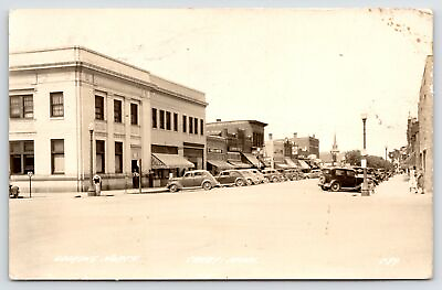 #ad Canby MN Man Gets Drink From Fountain Red amp; White Store Big Bank? RPPC c1940 PC $24.50