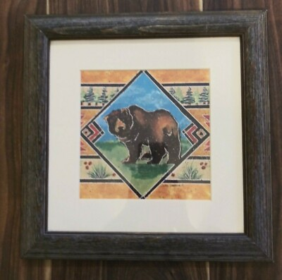 #ad NORTHWEST COLLECTION GRIZZLY BEAR ART PRINT JULIE UELAND MATTED FRAMED $39.99
