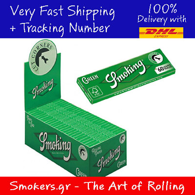 #ad 1x Full Box Smoking GREEN Single Wide Rolling Paper 50 Booklets $26.90