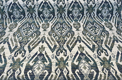 Swavelle Esperanza Ever Green Blue Ikat Chenille Upholstery Fabric By The Yard $21.95