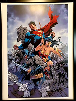 #ad Batman Superman Wonder Woman by Jim Lee FRAMED 12x16 Art Print DC Comics Poster $39.95