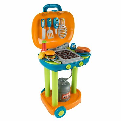 #ad Pretend Play BBQ Grill Kids Dinner Playset with Sounds Lights Food Utensils $32.99