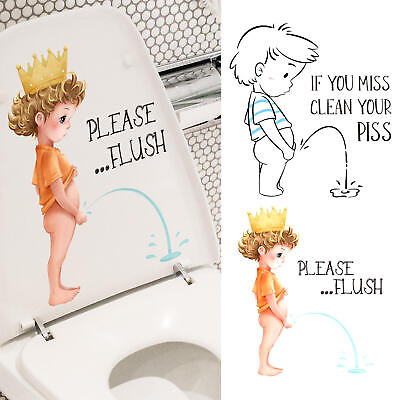 #ad Funny Warning Toilet Sticker Cartoon Child Urination Toilet Lid WC Door Sticker $7.64